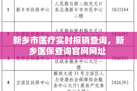 新乡市医疗实时报销查询,新乡医保查询官网网址