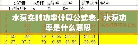 水泵实时功率计算公式表,水泵功率是什么意思