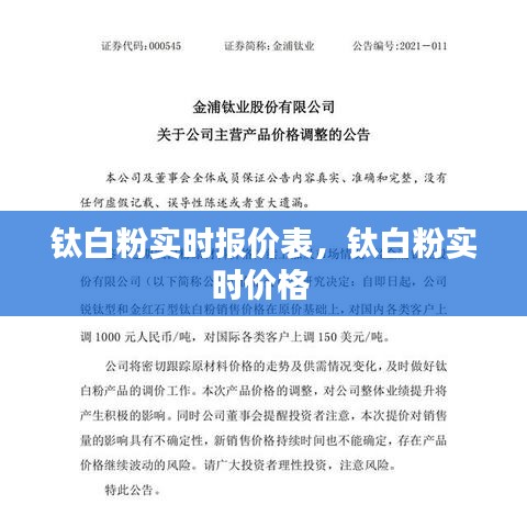 钛白粉实时报价表,钛白粉实时价格