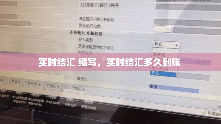 实时结汇 缩写,实时结汇多久到账