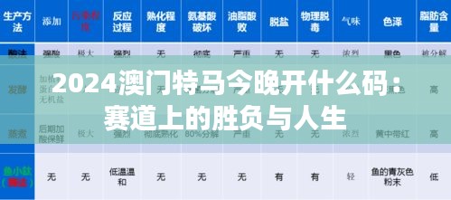 2024澳门特马今晚开什么码:赛道上的胜负与人生