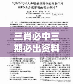 三肖必中三期必出资料:精准市场情报汇编