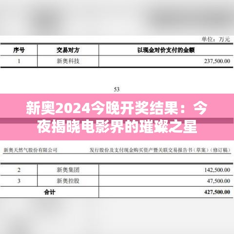 新奥2024今晚开奖结果:今夜揭晓电影界的璀璨之星