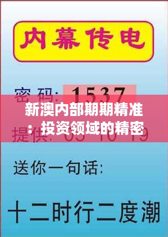新澳内部期期精准:投资领域的精密定位器
