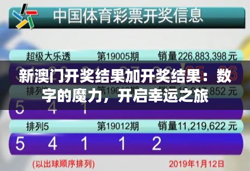 新澳门开奖结果加开奖结果:数字的魔力,开启幸运之旅