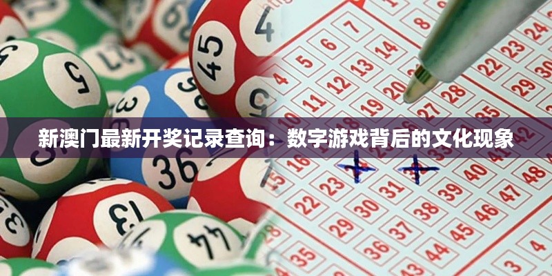 新澳门最新开奖记录查询:数字游戏背后的文化现象