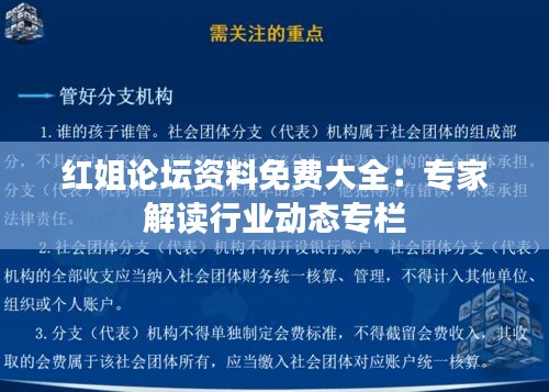 红姐论坛资料免费大全:专家解读行业动态专栏