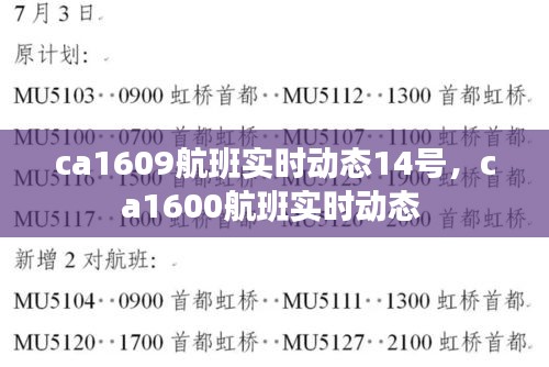 ca1609航班实时动态14号,ca1600航班实时动态