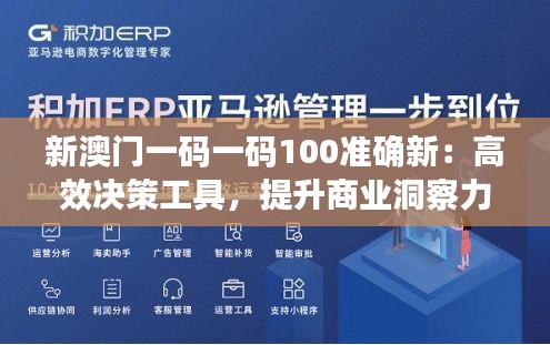 新澳门一码一码100准确新:高效决策工具,提升商业洞察力