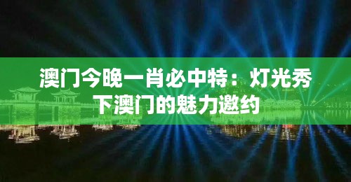 澳门今晚一肖必中特:灯光秀下澳门的魅力邀约