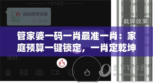 管家婆一码一肖最准一肖:家庭预算一键锁定,一肖定乾坤