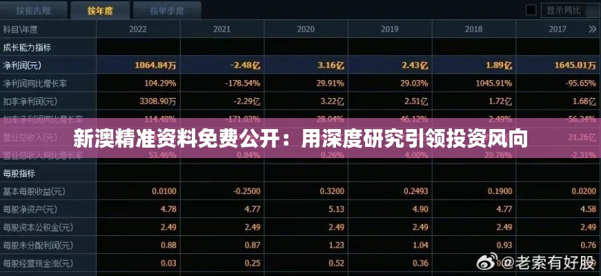 新澳精准资料免费公开:用深度研究引领投资风向