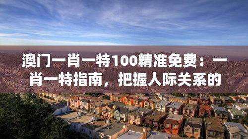 澳门一肖一特100精准免费:一肖一特指南,把握人际关系的艺术