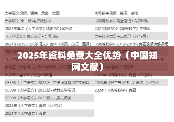 2025年资料免费大全优势(中国知网文献)