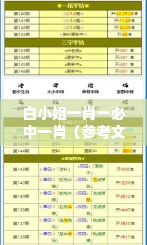 白小姐一肖一必中一肖(参考文献)