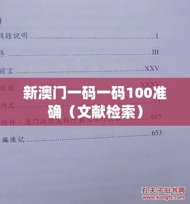 新澳门一码一码100准确(文献检索)