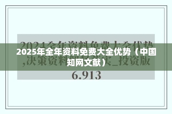 2025年全年资料免费大全优势(中国知网文献)