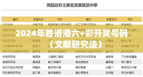 2024年香港港六+彩开奖号码(文献研究法)