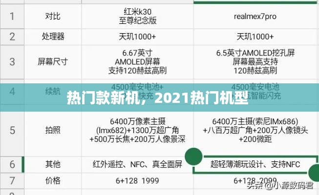 热门款新机,2021热门机型