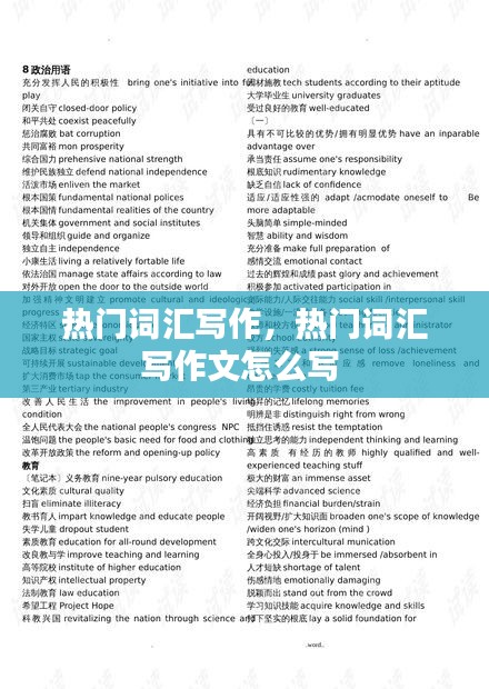 热门词汇写作,热门词汇写作文怎么写
