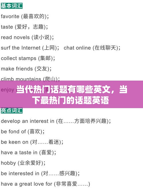 当代热门话题有哪些英文,当下最热门的话题英语