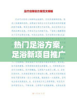 热门足浴方案,足浴新项目推广方案