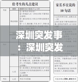 深圳突发事:深圳突发事件总体应急预案