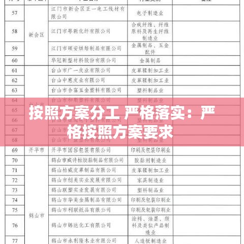 按照方案分工 严格落实:严格按照方案要求