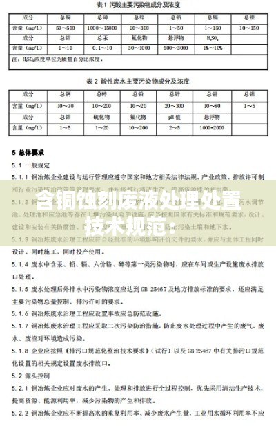 含铜蚀刻废液处理处置技术规范: