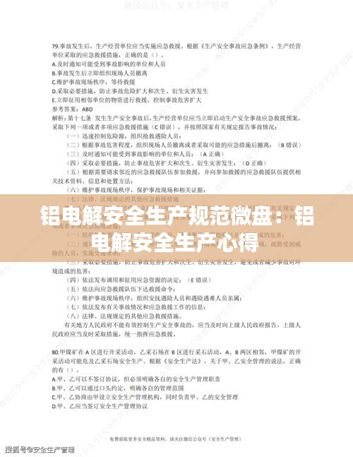 铝电解安全生产规范微盘:铝电解安全生产心得