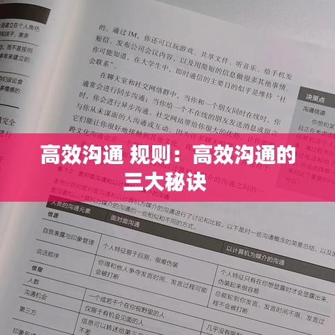 高效沟通 规则:高效沟通的三大秘诀