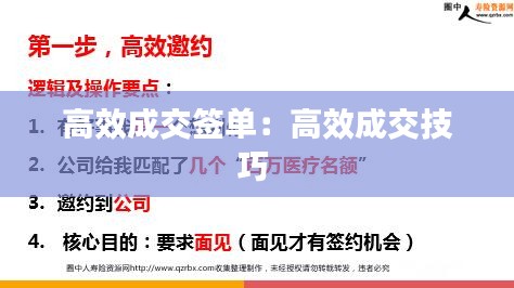 高效成交签单:高效成交技巧