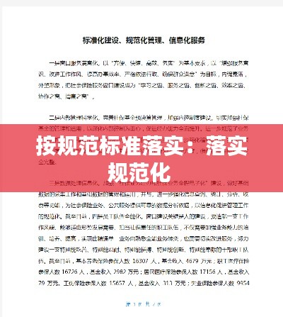 按规范标准落实:落实规范化