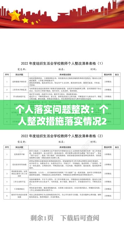 个人落实问题整改:个人整改措施落实情况2021