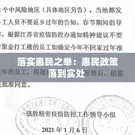 落实惠民之举:惠民政策落到实处