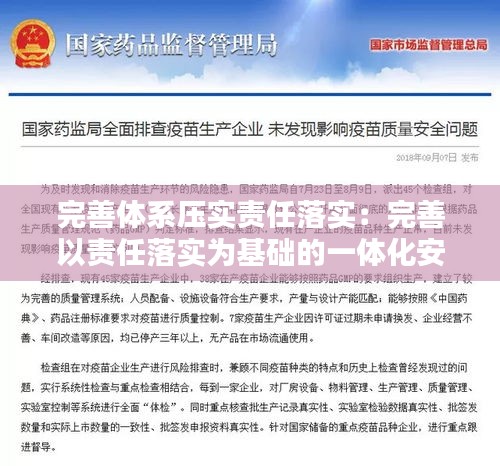 完善体系压实责任落实:完善以责任落实为基础的一体化安全生产管理构架