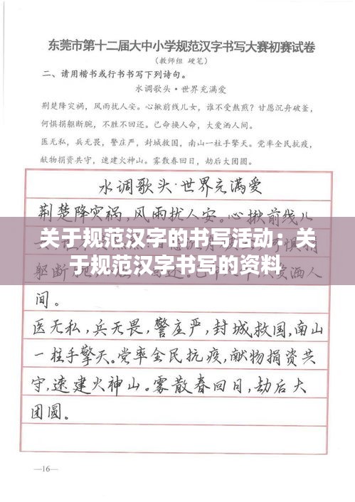 关于规范汉字的书写活动:关于规范汉字书写的资料