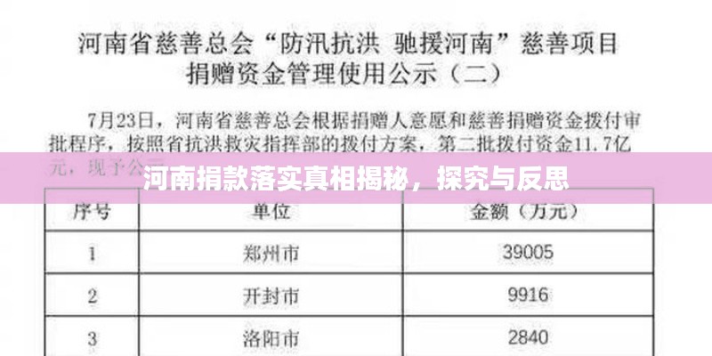 河南捐款落实真相揭秘,探究与反思
