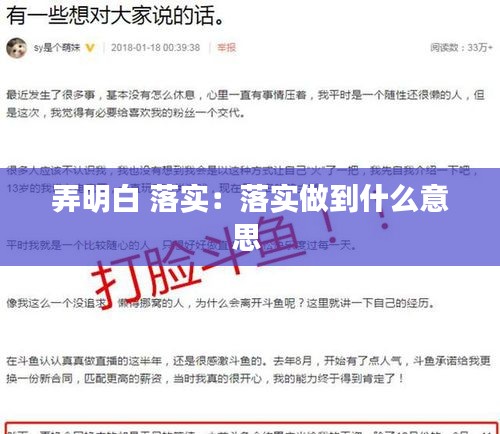 弄明白 落实:落实做到什么意思