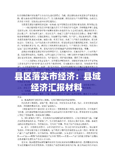 县区落实市经济:县域经济汇报材料