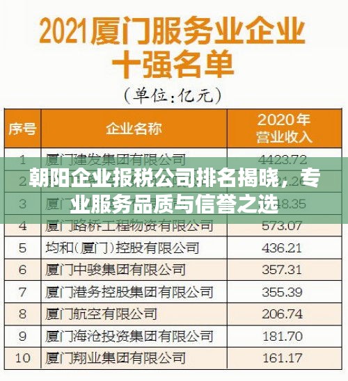 朝阳企业报税公司排名揭晓,专业服务品质与信誉之选