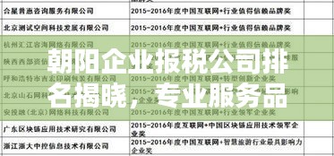 朝阳企业报税公司排名揭晓,专业服务品质与信誉之选