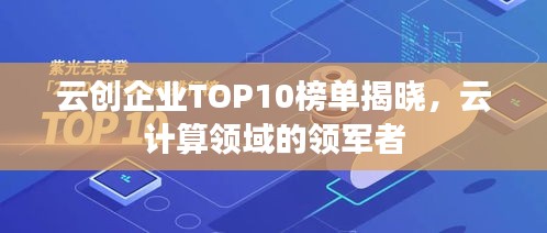 云创企业TOP10榜单揭晓,云计算领域的领军者