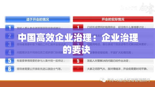中国高效企业治理:企业治理的要诀