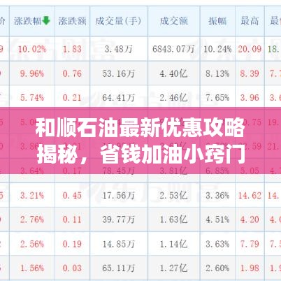 和顺石油最新优惠攻略揭秘,省钱加油小窍门助你轻松节省开支!
