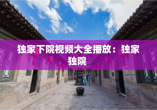 独家下院视频大全播放:独家独院