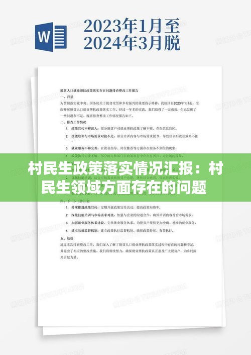 村民生政策落实情况汇报:村民生领域方面存在的问题
