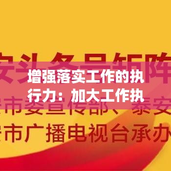 增强落实工作的执行力:加大工作执行力