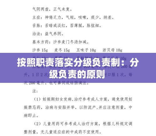 按照职责落实分级负责制:分级负责的原则