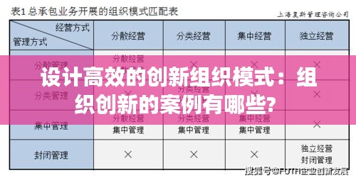设计高效的创新组织模式:组织创新的案例有哪些?
